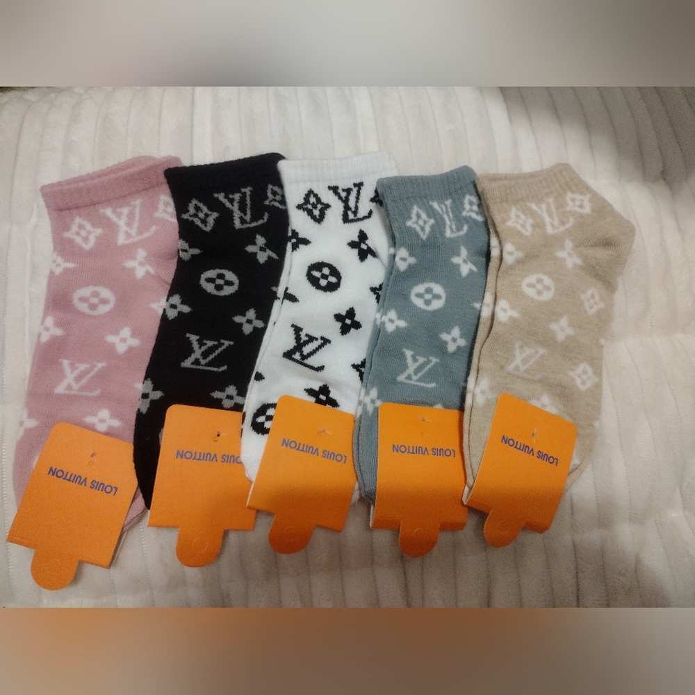 New Designer Inspired Monogram Socks, 5 Pairs For One Price